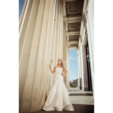 70570 Striking Mikado satin Champagne Wedding gown size 8 – Bridal