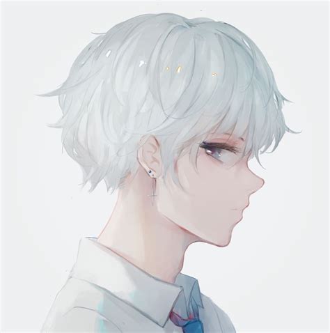 Anime Guy With White Hair And Blue Eyes