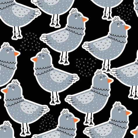 Premium Vector Seamless Pattern With Cartoon Birds