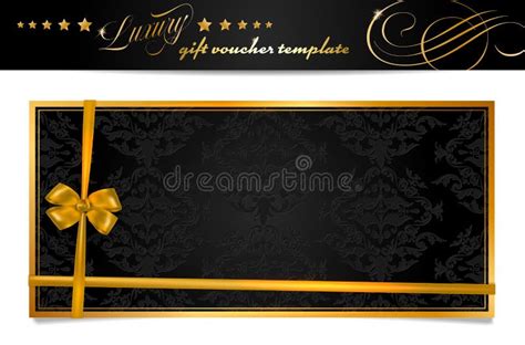 Luxury Black And Gold Gift Voucher With Bow Stock Vector Image