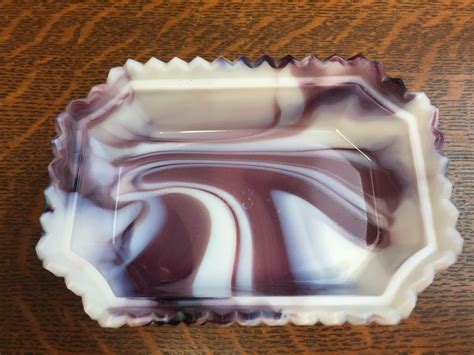 Vintage Westmoreland Purple Slag Glass Lamb On Picket Fence Nest Dish Bowl Lid Ebay