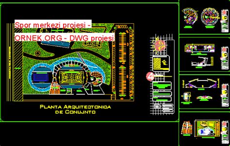 Proje Sitesi Spor Merkezi Projesi Autocad Projesi