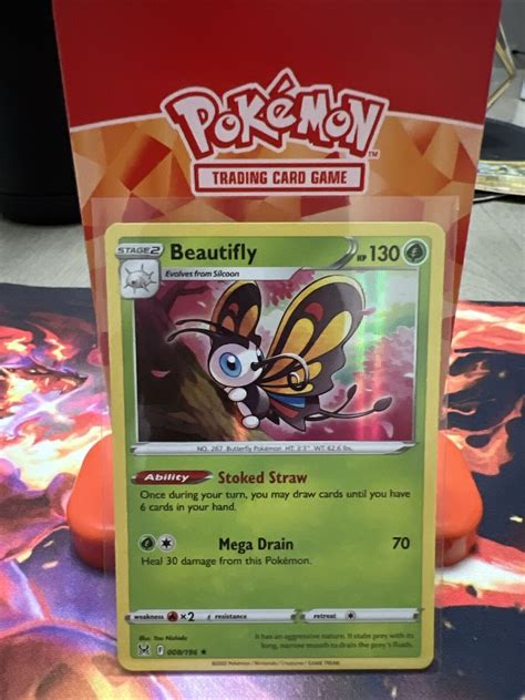 Beautifly 8 196 Lost Origin Holo Rare Pokemon Card TCG 008 196 Pokémon