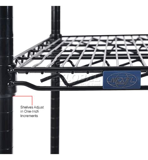 Nexel® Black Epoxy 4 Tier Wire Shelving Starter Unit 36w X 24d X 74h