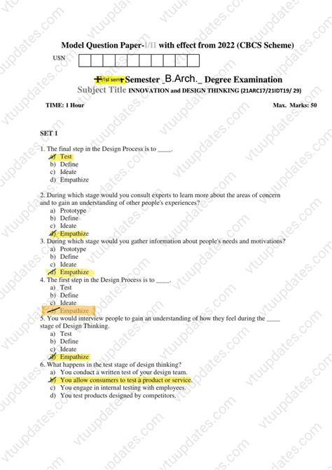 Vtu 1st Year Idt Solved Model Question Paper Set 1 With Answer 2022