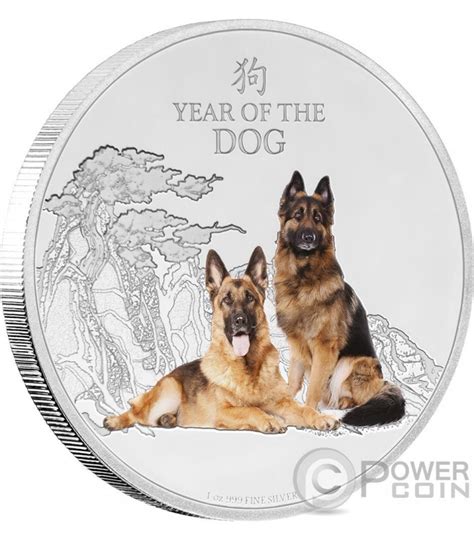 LUNAR YEAR OF THE DOG Jahr de Hund 1 Oz Silber Münze 2 Niue 2018