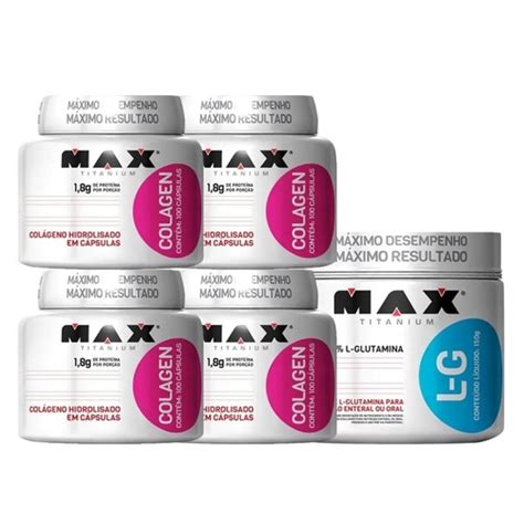 Combo Glutamina 4x Colágeno Max Titanium Em Promoção Ofertas Na