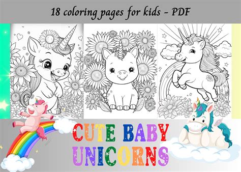 Printable Baby Unicorn Coloring Pages