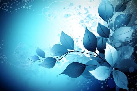 Premium Photo | Blue floral background with leaves element for design