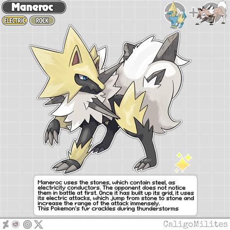 Pokemon Fusion Manectric And Lycanroc Fakemon By Caligomilites On