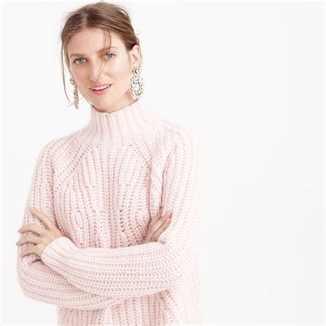 J Crew Collection Chunky Turtleneck Sweater In Pink Lyst