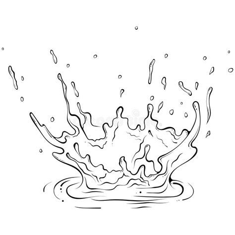 Liquid Splash Line Art Stock Vector Illustration Of Sketch