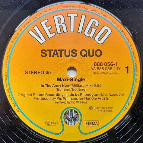 Status Quo In The Army Now Vinyl Shop Cz