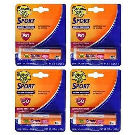 4 Pack Banana Boat Sport Performance Sunscreen Lip Balm Spf 50 15oz Each