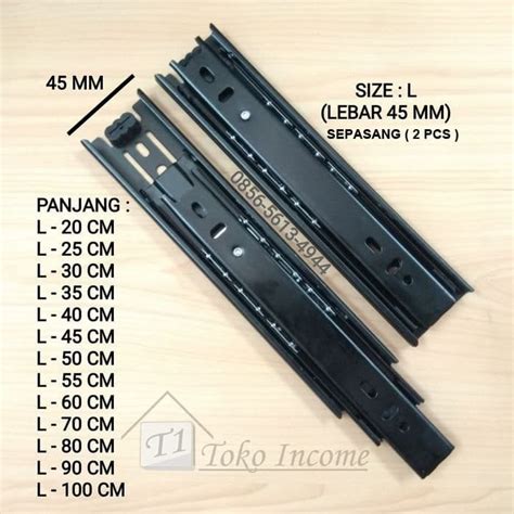 Jual Rel Laci L 30 Cm Hitam Ball Bearing Full Extention Double