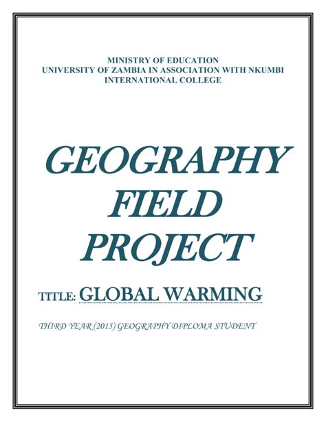 GEOGRAPHY FIELD PROJECT