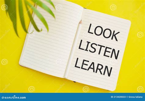 Look Listen Learn Text Written In Notebook Stock Image Image Of Class