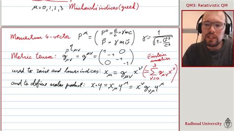 Relativistic Quantum Mechanics Lecture Youtube