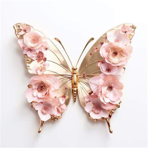 Premium Ai Image Ethereal Elegance White And Gold Butterfly With