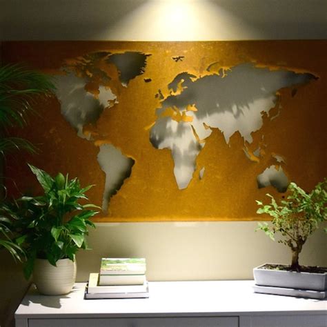 Illuminated Corten World Map Large Metal World Map Metal Etsy Canada