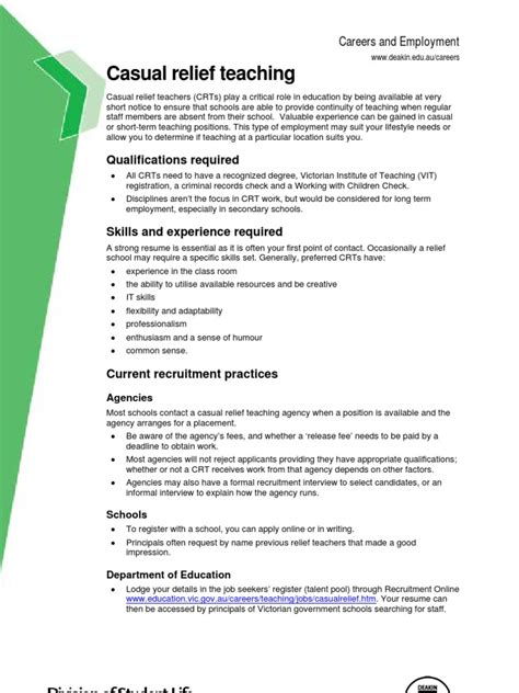 Casual Relief Teaching Pdf Recruitment Teachers