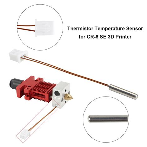 For CR 6 SE HT NTC100K Hotend Thermistor Temperature Sensor With XH2 54