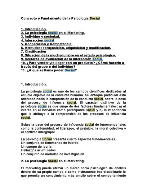 Concepto Y Fundamento De La Psicología Social Pdf Psicología Social Sicología