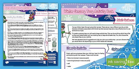 Winter Themed Sensory Tray Activity Pack Teacher Made