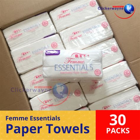 30 Packs Femme Essentials Interfolded Paper Towels 120 Pulls