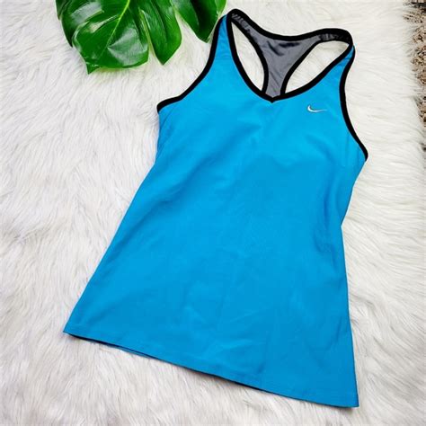 Nike Tops Nike Womens Dri Fit Blue Tank Top Built In Bra Poshmark