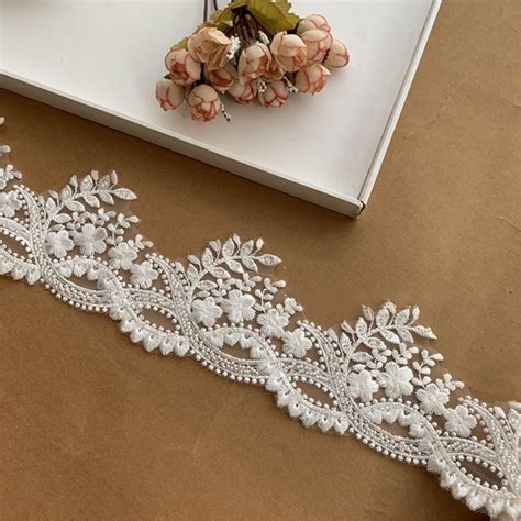 High Quality D Beaded Lace Trim Embroidery Tulle Lace Trim Etsy