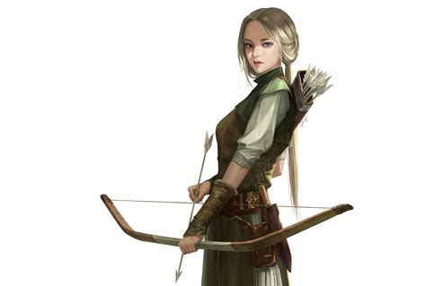 Archer Blue Eyes Digital Blonde Women Artwork Bow Arrow Hd