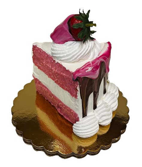 Dezicakes Fake Piece Of Cake Pink Velvet Strawberry Cake Slice Food Prop Decoration Dezicakesake