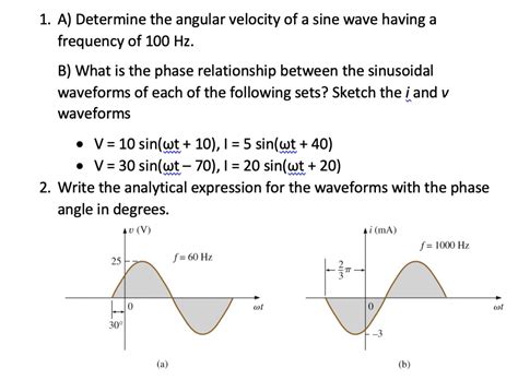 Solved A Determine The Angular Velocity Of A Sine Wave Having A Frequency Of 100 Hz B What