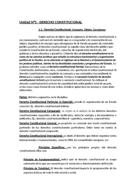 Resumen Constitucional 1 Parcial Unidad N°1 Derecho Constitucional 1 Derecho