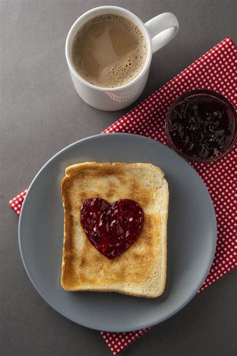 Cup Of Tea And Toast Bread With Jam Stock Photo Image Of Closeup