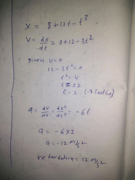 The Motion Of A Particle Along A Straight Line Is Described By Equation