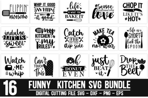 16 Funny Kitchen Svg Bundle Etsy