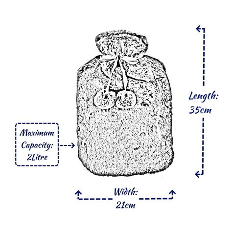 Large L Rubber Hot Water Bottle With Warm Faux Fur Fluffy Plush Pom Pom Cover