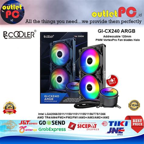 Jual PCCOOLER CPU Cooler GI CX240 ARGB Liquid CPU Cooler 240mm