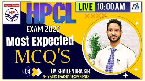 04 HPCL MOST EXPECTED MCQS BY SHAILENDRA SIR YouTube