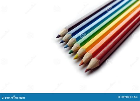 Lápices Coloreados Dispuestos En Orden Del Espectro Del Arco Iris