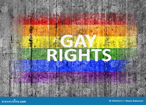 Gay Rights And LGBT Flag Painted On Background Texture Gray Concrete