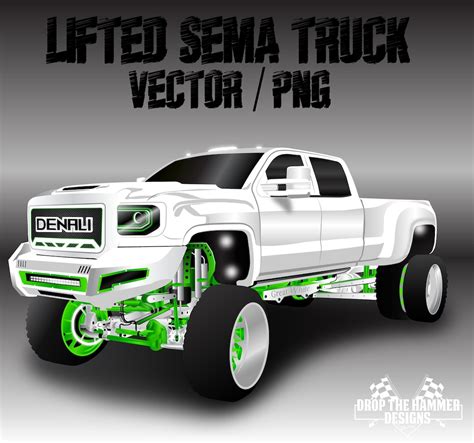 Lifted White Chevy 2500 Denali Sema Truck PNG Vector AI Etsy