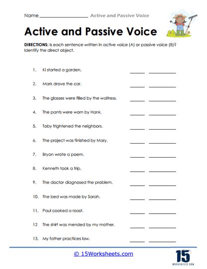 Active And Passive Voice Worksheets 15