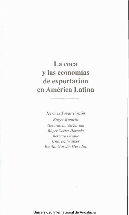 Pdf La Coca Y Las Econom As De Exportaci N En Am Rica Latina La