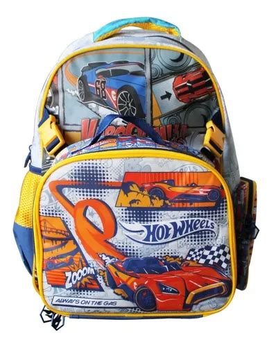 Mochila Lonchera Escolar Hot Wheels Niños Autos Cuotas sin interés