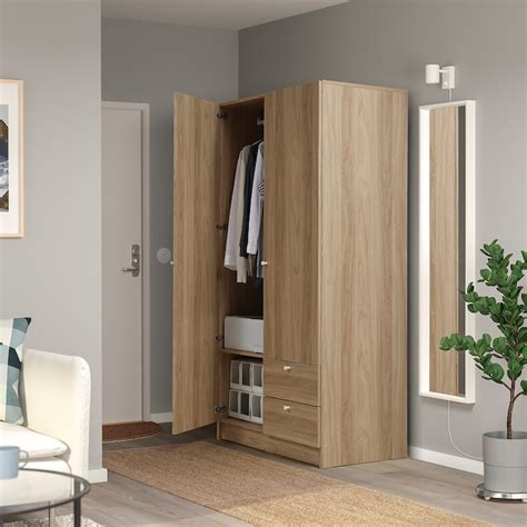 Vilhatten Wardrobe With 2 Doors And 2 Drawers Oak Effect 98x57x190 Cm