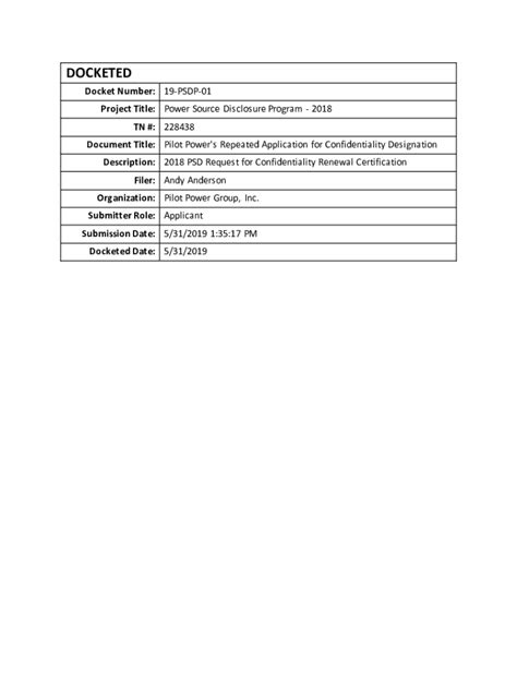 Fillable Online Docket Number 19 PSDP 01 Fax Email Print PdfFiller