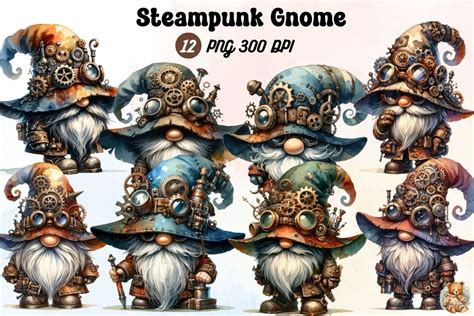 Steampunk Gnome Clipart Graphic by lazybear · Creative Fabrica